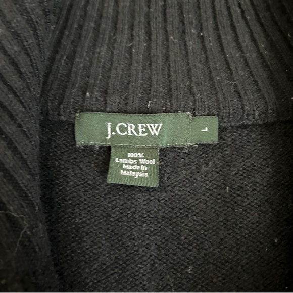 J. Crew black lamb's wool 3/4 zip pullover black sweater L - Picture 3 of 4